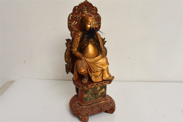 Large Chinese Gilt & Polychrome Carved Figure