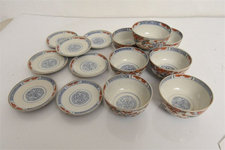 Set Chinese Porcelain Bowls & Saucers