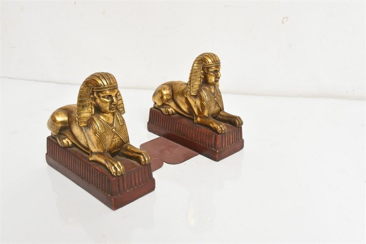 Pr Decorative BORGHESE Gilt Metal Sphinxes