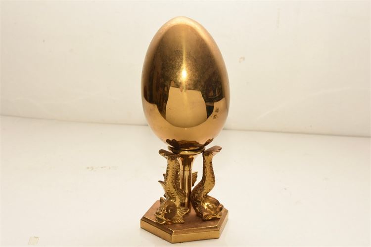 Neoclassical Style Brass Egg on Stand