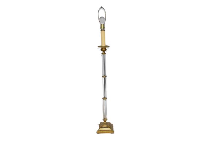 Candlestick Style Brass & Glass Floor Lamp
