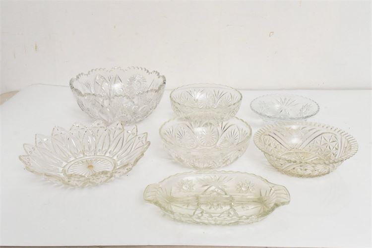 Group Lot of Cut Glass Plates & Bowls