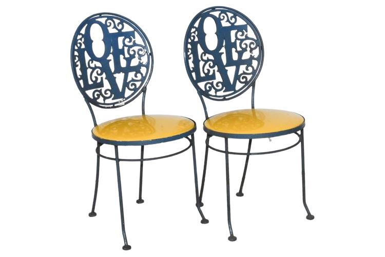 Pair Metal Bistro Chairs