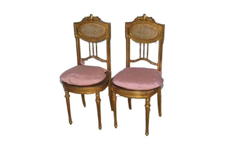 Pair of Diminutive Louis XVI Style Side Chairs