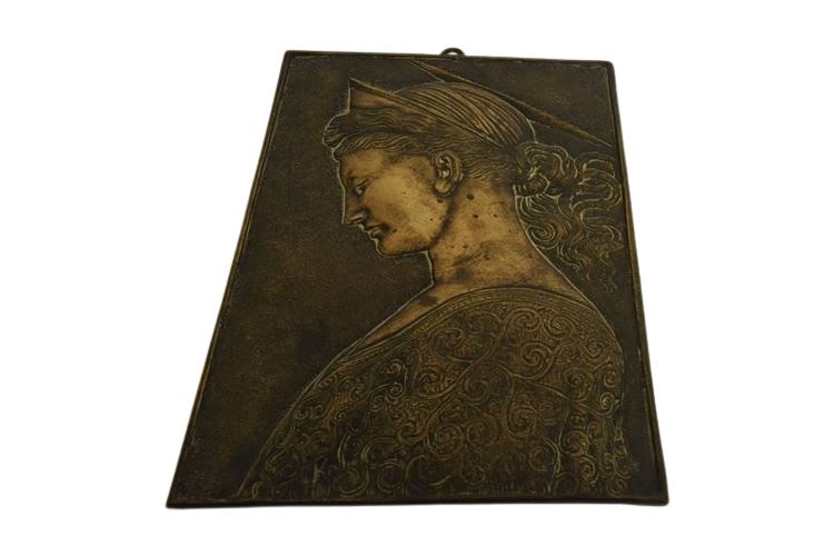 Pre Raphaelite Style Bronze Bas Relief Portrait