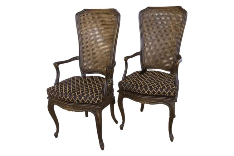 Pair of Mid-Century Louis XV Style Side Armchairs