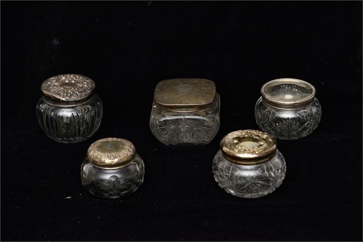 Group Antique Sterling Silver Rouge Pots
