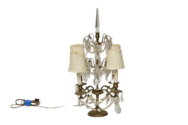 Continental Bronze & Crystal Lamp