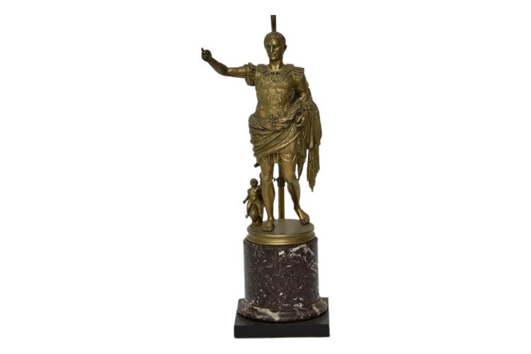 Antique Bronze Roman Figure as a Lamp