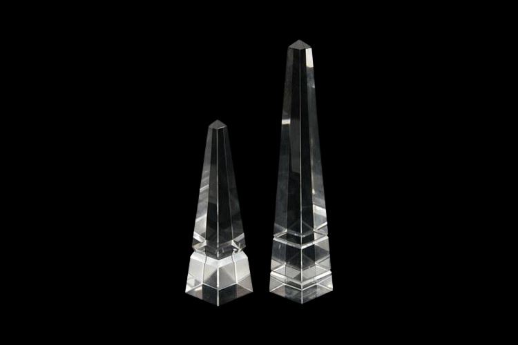 Two Graduated Crystal Obelisks