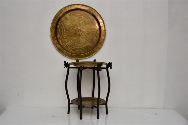 Group of. Three Chinese Etched Brass Trays