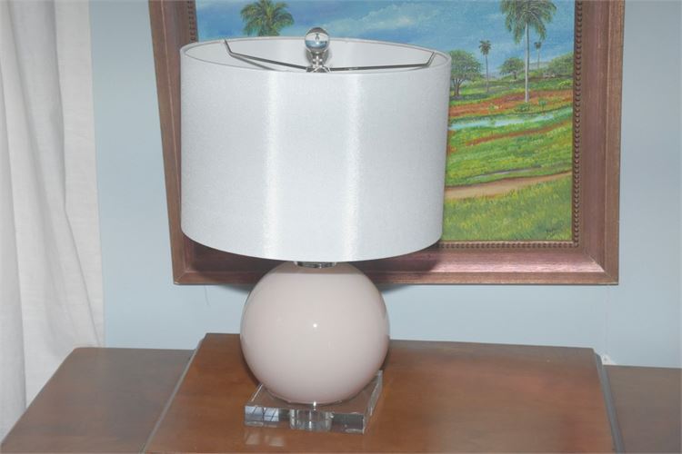 Contemporary Ball Form Lamp on Lucite Base
