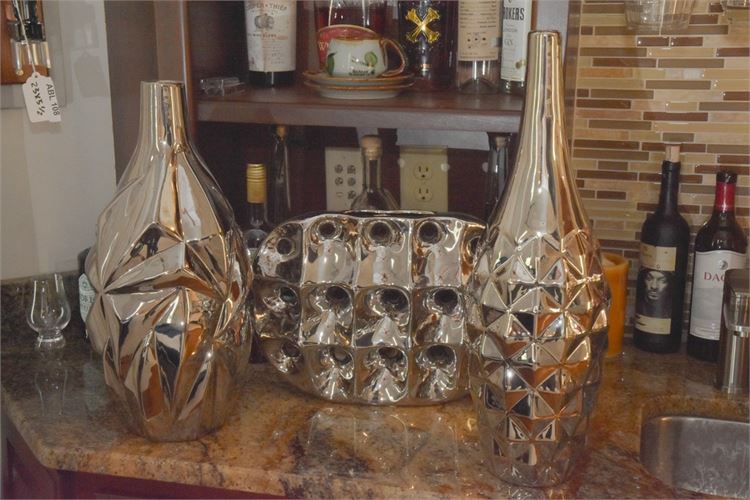 Thre(3) Decorative Mirrored Vessels