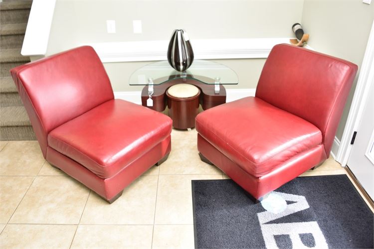 Pair of Red Leather Chairs