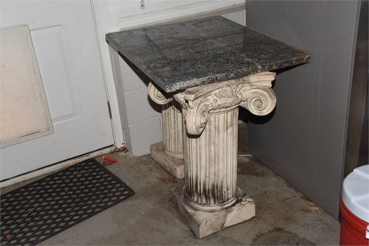 Marble Top with Plaster Column Supports