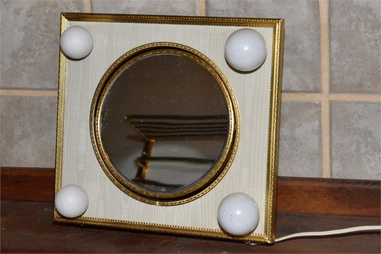 Vintage Hollywood Style Lighted Dresser Top Vanity Mirror