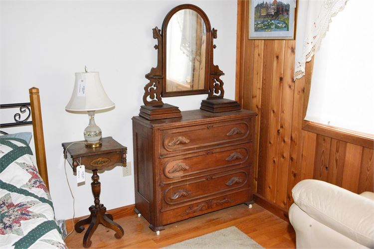 Antique Victorian Dresser with Dressing Mirror