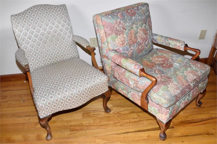 Two Vintage Upholstered Armchair's