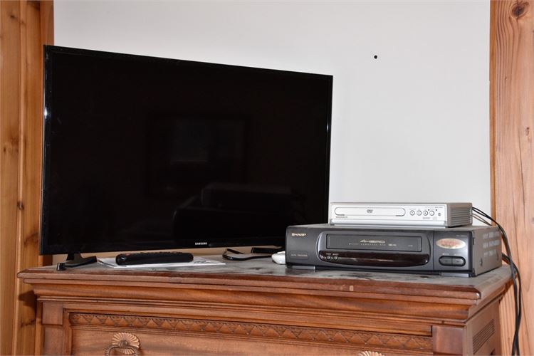 Samsung TV with VHS and DVR players