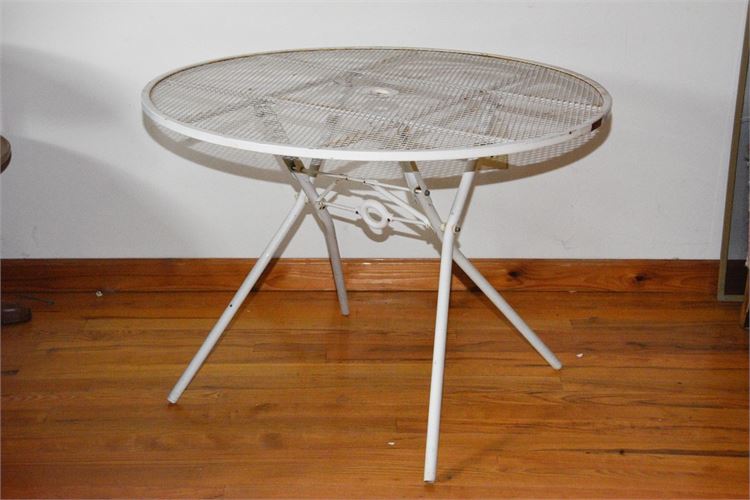 Folding Wrought Iron Circular Patio Table