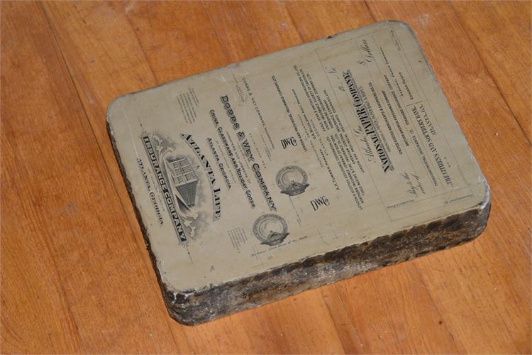 Antique Lithography Stone Atlanta Life Ins/ Atlanta National Paper