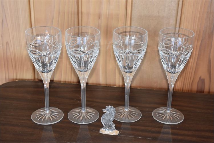 Four (4) Waterford Stems and Figurine