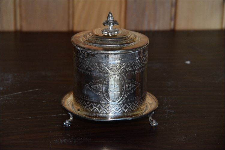 Engraved Silver Plated Lidded Biscuit Box