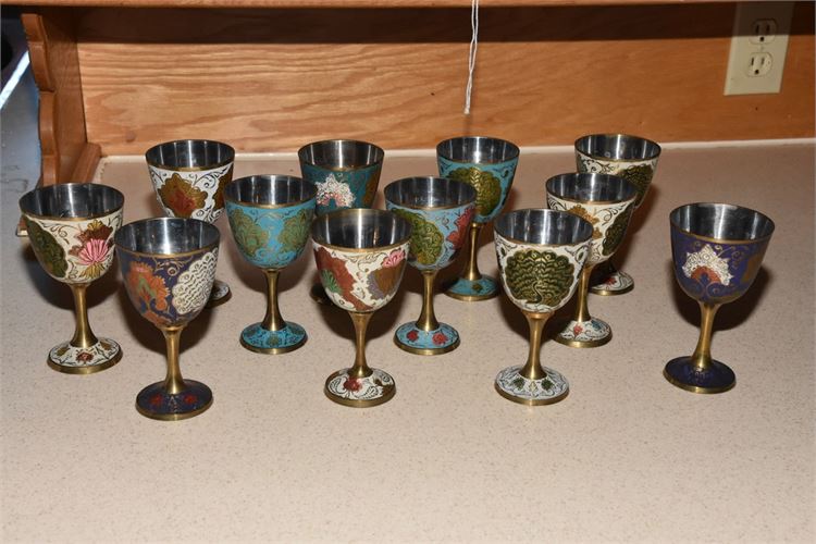Moroccan Inlaid Brass Wine Cups