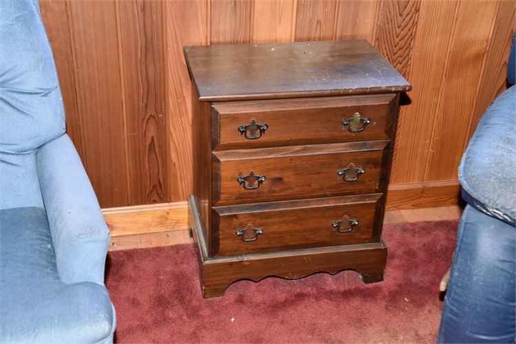 Pine Three Drawer Bedside Stand