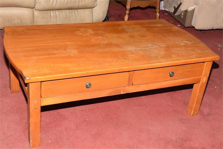 Oak Two Drawer Low Table