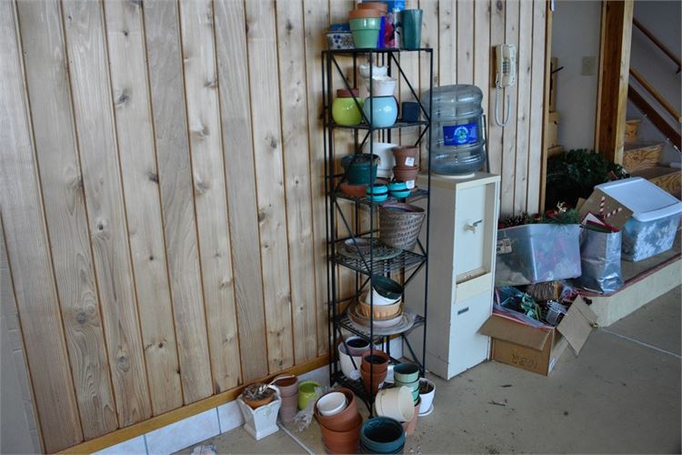 Wrought Iron Shelf with Planters and Pots