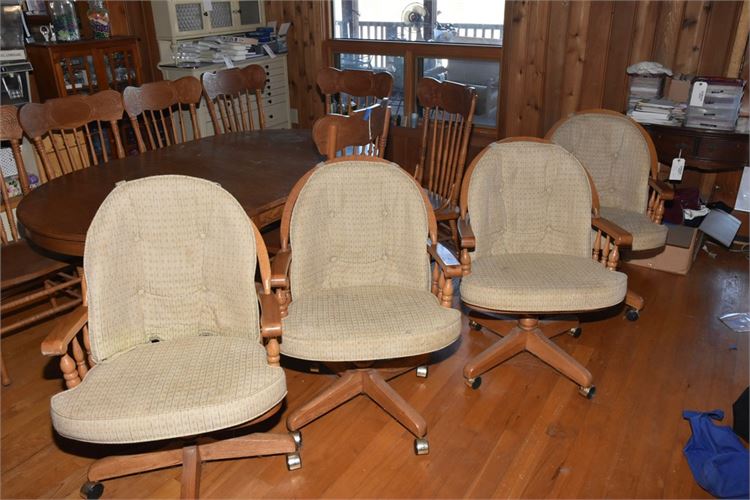 Four (4) Swivel Thumb Back Chairs