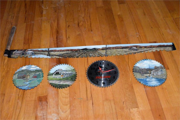 Paint Decorated Saw and Blades