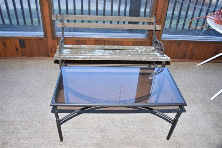 Cast Metal Glass Top Table