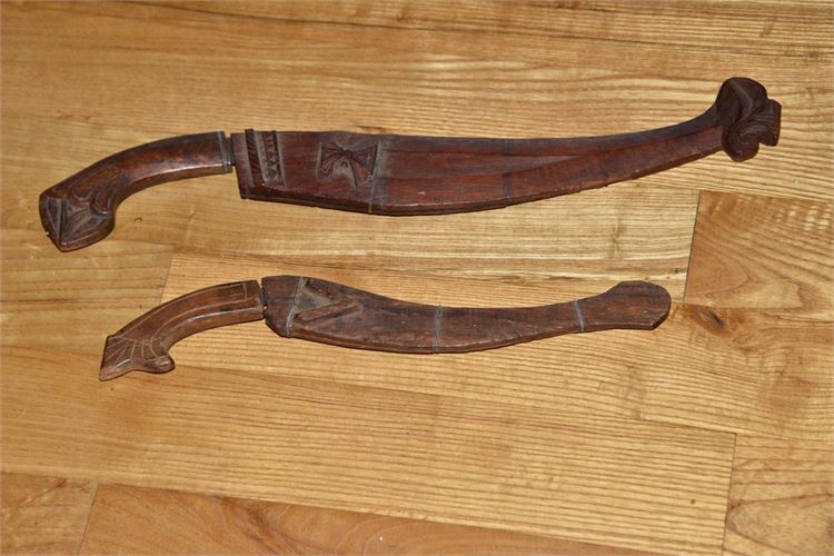 Two (2) Wood Sheathed Middle Eastern Knives