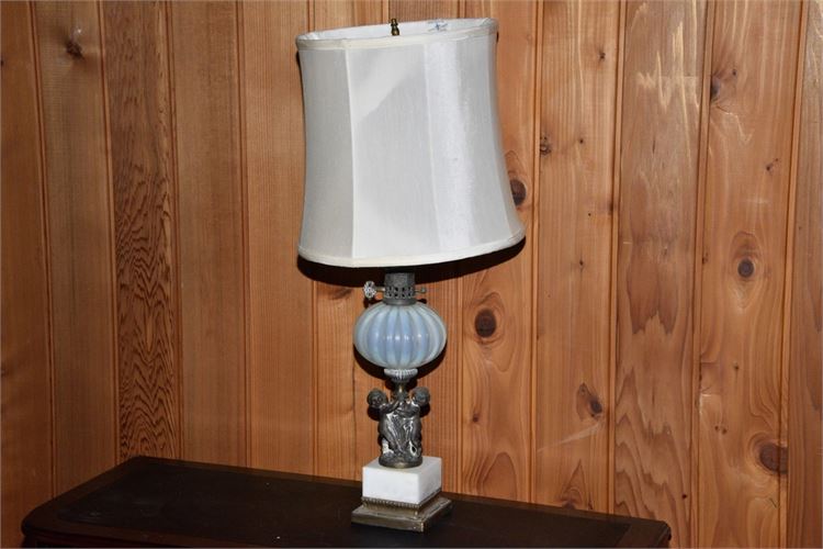 Glass and Metal Figural Table Lamp