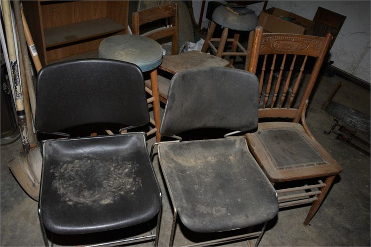 Group Lot Of Chairs and Stools