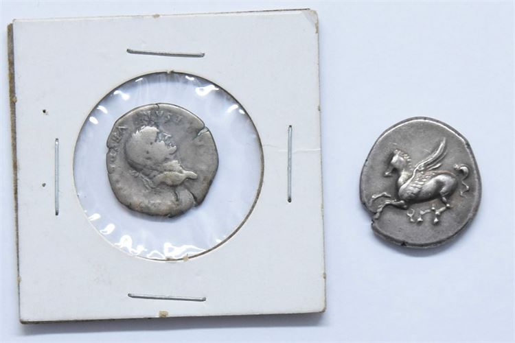Two (2) Silver Metal Roman Coins