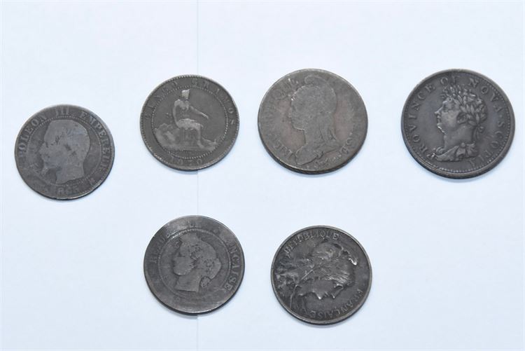 Six (6) Antique Copper Coins