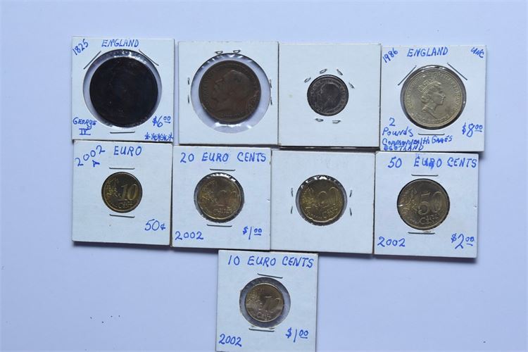 Nine (9) Foreign Coins
