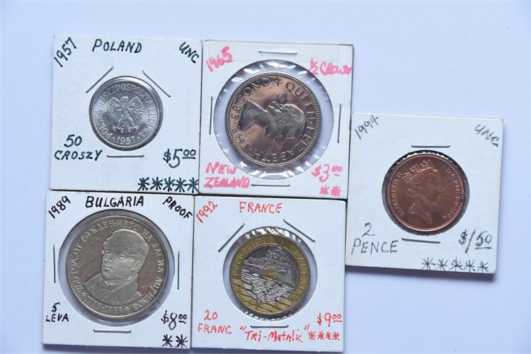 Five (5) Foreign Coins