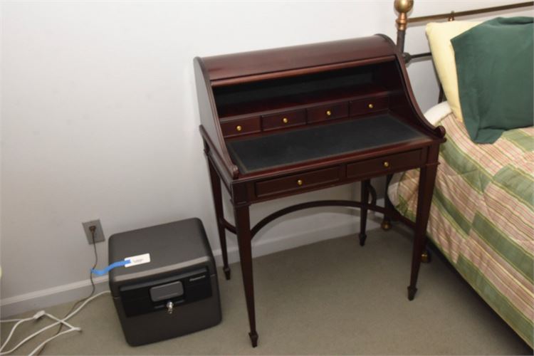 Leather Top Tambour Writing Desk