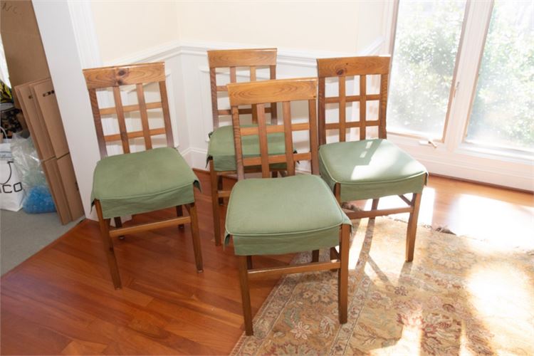 Set Of Four (4) Rush Seat Dining Chairs