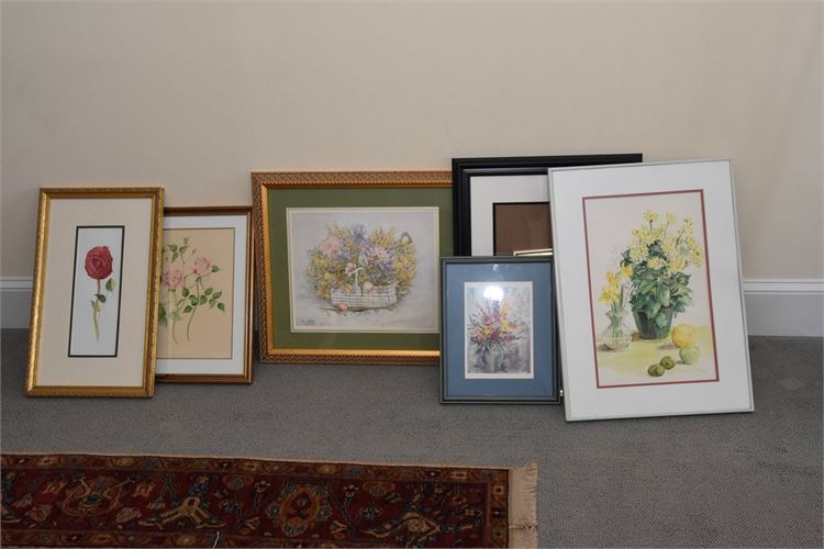 Group Lot Of Framed Floral Prints