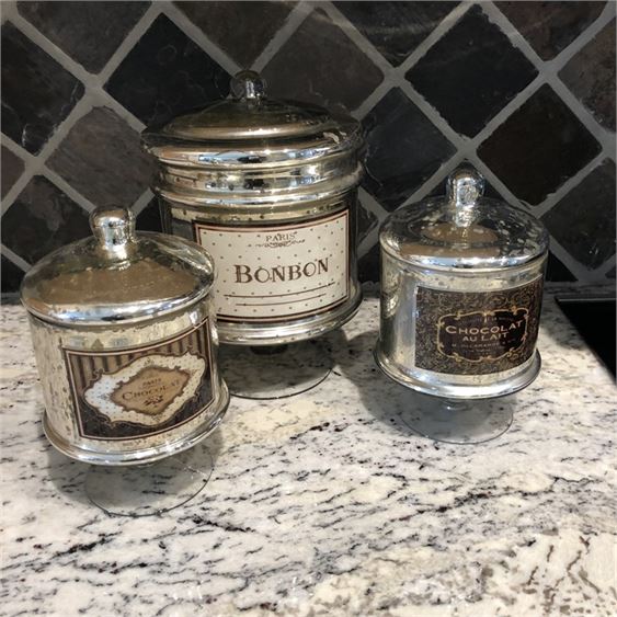 Lot of 3 Mercury Glass Canisters