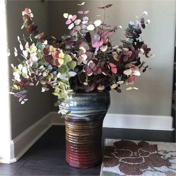 Large Artifical Floral Arrangement in Clay Pot