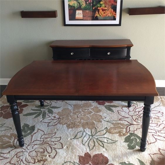 Two Tone Stained Dining Table With Diamond Pattern
