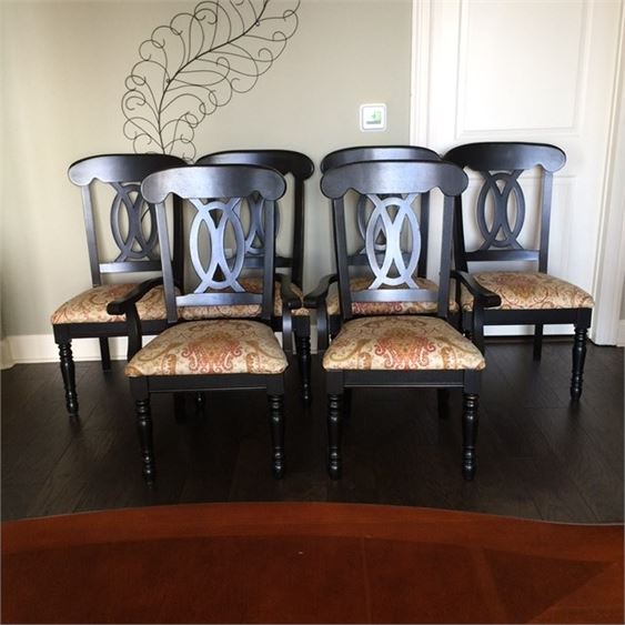 Set of Wood Dining Chairs with Upholstered Seats