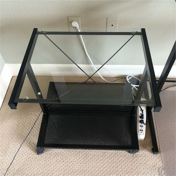 Rolling Glass Top Printer Stand