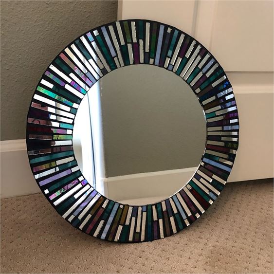 Round Colored Glass Mirror